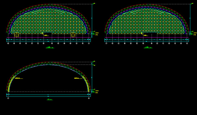 平谷跨度110米，拱高35_7米煤棚网架